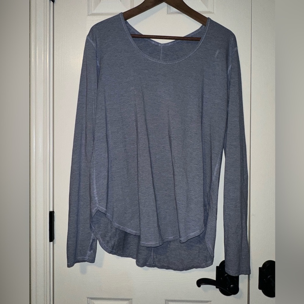 Lululemon Yogini Long Sleeve Tee Wee Stripe Cool Breeze Heathered Gray Size 6